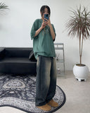 Frit Washing Wide Denim Pants