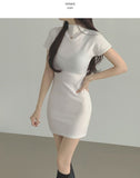 Cozy Half Neck Slim Fit Short Sleeve Knit Mini One Piece