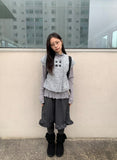Mebas Double Button Short Sleeve Knit Vest