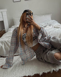 Candy Soft Loose-Fit Cotton Checkered Shirt
