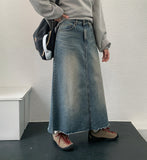 Copen cutting denim long skirt