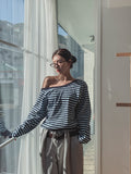 Kelly Unbalance Off Stripe Long Sleeve
