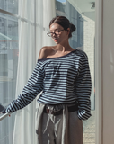 Kelly Unbalance Off Stripe Long Sleeve