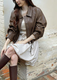 Kellyanne Collar String Leather Jacket
