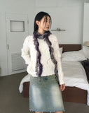 Becken Double Color Matching Frill Twist Knit Muffler
