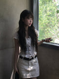 Shaon Punching Frill Lace Off Shoulder Blouse