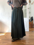 Elder Pintuck Pleated Long Denim Skirt