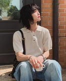 Berna Linen Collar Knit Short Sleeve T-shirt