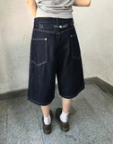 Doppin Incision Adjust Washing Denim Bermuda Pants