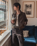 Snug Vintage Cropped Leather Jacket