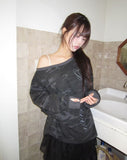 Arca Off-Shoulder Camo Warmer Long Sleeve T-Shirt