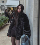 [PREMIUM/MADE] Oblique two-way fur jacket