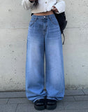Jiki Light Blue Brush Washing Wide Pants
