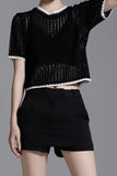 Line Mesh Knit Top