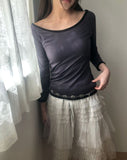 Partin Boat Neck Three Quarter Color Matching T-shirt