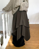 [Belt SET] Even Unbalanced Midi Wool Skirt