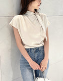 Balit Tie Drape Short Sleeve T-Blouse