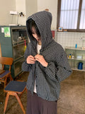 Attil check hood long sleeve shirt
