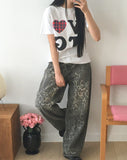 Ponte Leopard Back Pocket Wide Pants