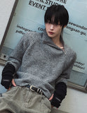 [LANARCH] Shoulder Zip-up Ribbed Knit Sweater