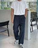 Non Fade Two-Tuck Linen Wide Denim Pants