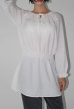 WAIST SHIRRING LONG BLOUSE