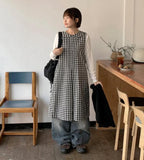 Oruni Round Collar Check Long One Piece