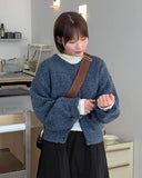 Himude Bokashi Color Round Knit Cardigan
