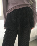 Henny Dot Velvet Frill Skirt Pants