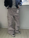 Buo Diagonal Cargo Pocket Cotton Bootcut Pants
