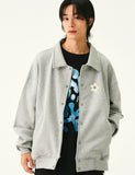 Flower Dot Embroidery Stadium Varsity Jacket