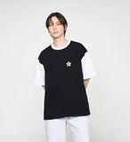 Flower Dot Embroidery Color Matching Short Sleeve Tee