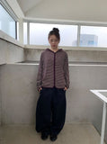 Leshu Stripe Fleece Zip-Up Jumper