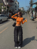 Fly Parachute Pocket Denim Pants