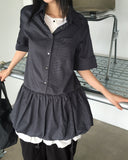 Somel Double Layered Short Sleeve Mini Shirt One Piece