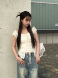 Nuhi Vintage Washing Back Pocket Denim Pants