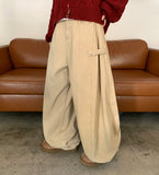 Makini Pin Tuck Snap Button Peach Fuzz Cotton Wide Pants