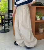 Yumeu Banding Pintuck Balloon Wide Cotton Pants