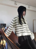 [Wool20] Yats Boucle Stripe Collar Knit Long Sleeve Cardigan