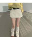 Thick Wool Basic A-Line Belt Set Skirt Pants