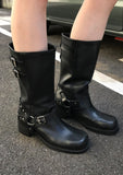 SIDE BUCKLE MIDDLE BOOTS