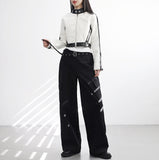 Peolan Glossy Color Matching Leather Jacket