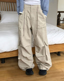 Myor big pocket strap cargo wide long pants