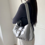 scarpy down buckle belt shoulder bag