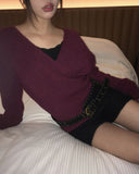 [MADE] Nuon Wrap Button Wool V-Neck Knit