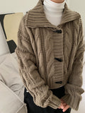 Beltin duffel cable crop collar cardigan