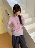 Sarun Color Layered Basic Round Short Sleeve Tee