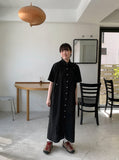 Dakono Collar Pocket Button Long One Piece