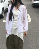 Tskin See-through Linen Hooded Cardigan