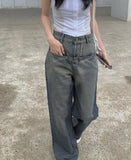 Gelu Washing Denim Wide Pants